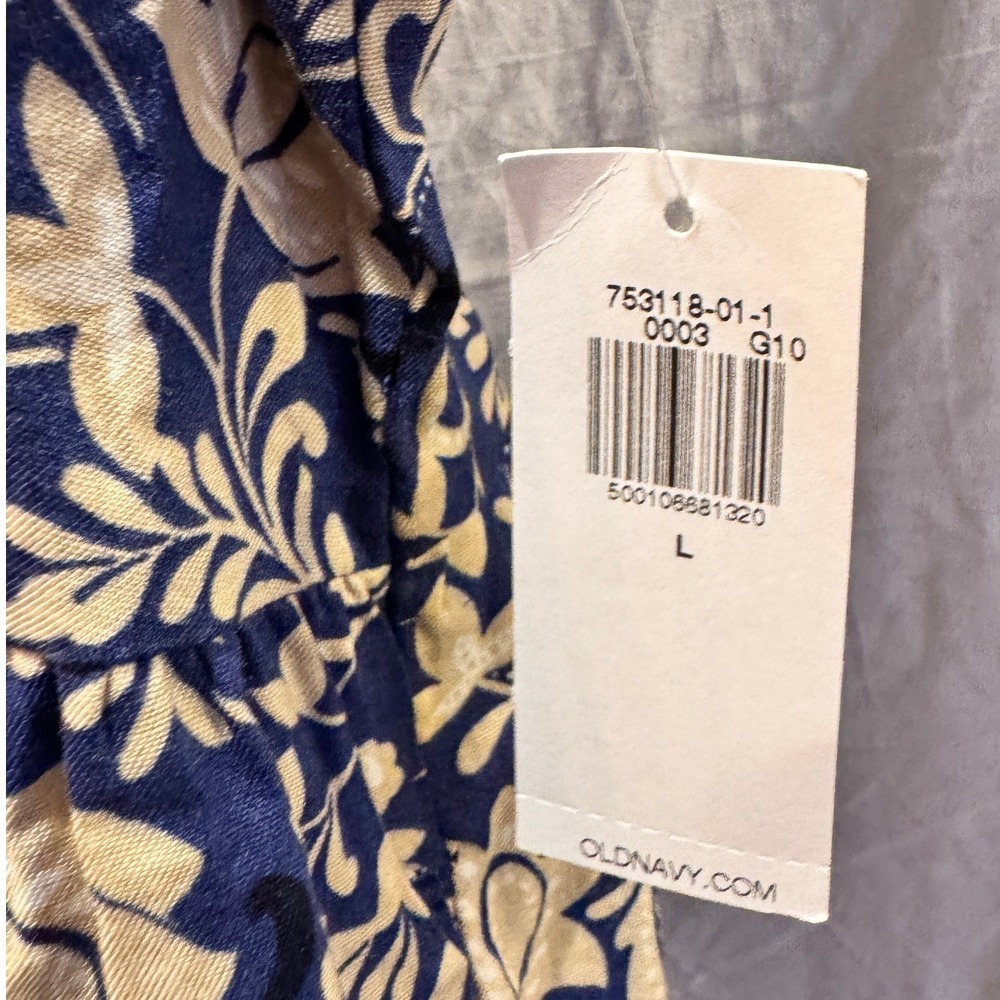 Old Navy Navy Blue‎ Floral Print V Neck Tie Back Mini Dress Size L NWT - Picture 3 of 5